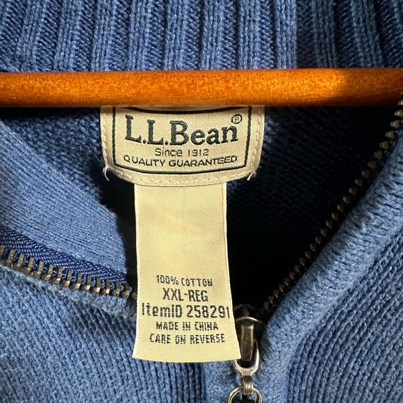 Men’s LL Bean Quarter Zip Cotton Sweater XXL 2XL - Picture 4 of 4